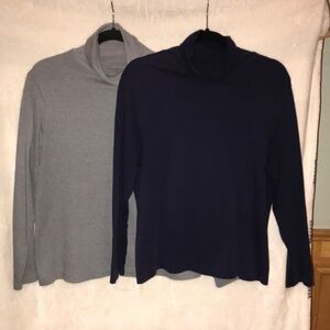2 Croft & Barrow Women’s Long Sleeve Cowl Neck Shirts - XXL Dark Blue & Gray